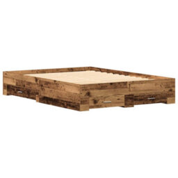 Berkfield Stylish Bed Frame With Drawers Old Wood Engineered Wood 140 X 190 Cm - thumbnail 1