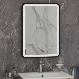 RAK Ceramics Rak Art Soft 600X800 Matt Black Rectangular Illuminated Bathroom Mirror With Touch Sensor & Demister, Ip44