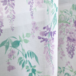 Dreams & Drapes Wisteria Hand Painted Wisteria Print Lilac Voile Panel - thumbnail 3