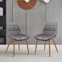 Furniture in Fashion Primo Grey Fabric Dining Chairs With Oak Legs In Pair - thumbnail 1