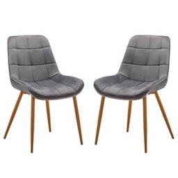 Furniture in Fashion Primo Grey Fabric Dining Chairs With Oak Legs In Pair - thumbnail 2