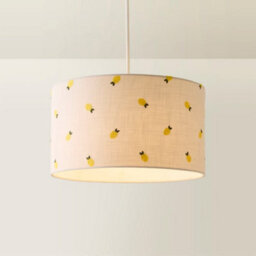 Valuelights Brae Natural White Fabric Lemon Embroidered Medium Drum Lamp Shade (D)35Cm - thumbnail 6
