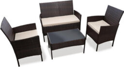 Divchi Garden Furniture Set Rattan Patio Conservatory Balcony 4 Seater Piece Glass Top Coffee Table Sofa Black - thumbnail 1