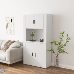 Berkfield Highboard White Engineered Wood - thumbnail 1