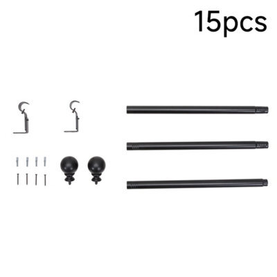 Living And Home Glossy Black Multi-Section Metal Telescopic Curtain Rod And Bracket (71-121Cm) - image 1