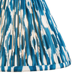 Luminosa Lighting Luminosa Layered Leaf Ivory Crackle Glaze Table Lamp With Marlin Blue Fabric Ikat Shade 30Cm B22 - thumbnail 6