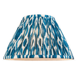 Luminosa Lighting Luminosa Layered Leaf Ivory Crackle Glaze Table Lamp With Marlin Blue Fabric Ikat Shade 30Cm B22 - thumbnail 7
