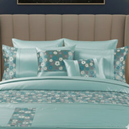 Embroidery Duvet Cover Set Luxury Bedding With Matching Pillowcases Blue - thumbnail 2
