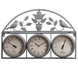 Garden Gear Wyegate Clock Company Decorative Large Garden Clock Outdoor Weather Station Thermometer Hygrometer (Large, Grey) - thumbnail 2