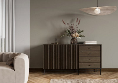 Arte Piemonte Dark Oak Effect Sideboard Cabinet (H)870mm (W)1650mm (D)440mm With Ample Storage - image 1