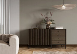 Arte Piemonte Dark Oak Effect Sideboard Cabinet (H)870mm (W)1650mm (D)440mm With Ample Storage - thumbnail 1