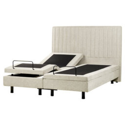 Beliani Adjustable Bed Fabric Castellan 160 X 200 Cm (Eu King Size) Beige - thumbnail 1
