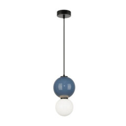 Luminosa Lighting Luminosa Pieve Small Slim Pendant Ceiling Light Blue, Matt White With Blue, Glass, Ceramics Shade 3000K Warm White - thumbnail 2