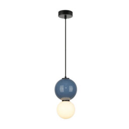 Luminosa Lighting Luminosa Pieve Small Slim Pendant Ceiling Light Blue, Matt White With Blue, Glass, Ceramics Shade 3000K Warm White - thumbnail 1