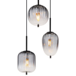 Luminosa Lighting Luminosa Attila Cluster Pendant Ceiling Light Matt Black Smoke Glass Shade 3X E14 - thumbnail 3