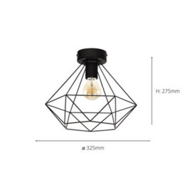 Eglo Tarbes Black Metal Geometric Pendant Ceiling Light, Contemporary Design (D) 32.5Cm - thumbnail 4