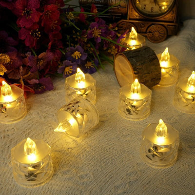 Amorly 12 Pack Battery Operated Flameless Led Tea Light Candles, Fake Electric Tealight For Wedding Table,christmas Decorations,5Cm - image 1