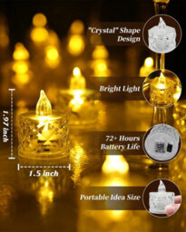 Amorly 12 Pack Battery Operated Flameless Led Tea Light Candles, Fake Electric Tealight For Wedding Table,christmas Decorations,5Cm - thumbnail 4