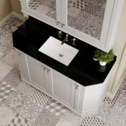 Hudson Reed Floor Standing 4 Door Angled Vanity Unit With 3 Tap Hole Black Marble Top & Basin, Timeless Sand, 1236 X 470 mm - thumbnail 3