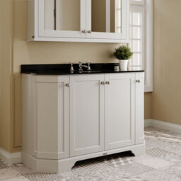 Hudson Reed Floor Standing 4 Door Angled Vanity Unit With 3 Tap Hole Black Marble Top & Basin, Timeless Sand, 1236 X 470 mm - thumbnail 4
