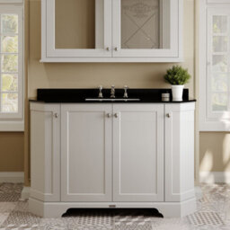 Hudson Reed Floor Standing 4 Door Angled Vanity Unit With 3 Tap Hole Black Marble Top & Basin, Timeless Sand, 1236 X 470 mm - thumbnail 2
