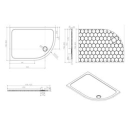 Royal Bathrooms 1200 X 800mm Right Handed Offset Quadrant Stone Shower Enclosure Tray With Riser Kit Gloss White 30mm Slimline - thumbnail 9
