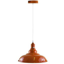 Industrial-Style Ceiling Pendant Light With Adjustable 1M Cable And Orange Metal Shade - thumbnail 1