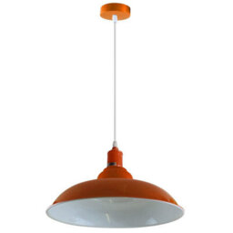 Industrial-Style Ceiling Pendant Light With Adjustable 1M Cable And Orange Metal Shade - thumbnail 3