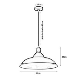 Industrial-Style Ceiling Pendant Light With Adjustable 1M Cable And Orange Metal Shade - thumbnail 2