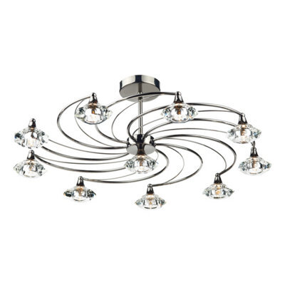 DAR Luther 10 Light Semi Flush Black Chrome Crystal - image 1