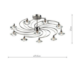DAR Luther 10 Light Semi Flush Black Chrome Crystal - thumbnail 4