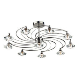 DAR Luther 10 Light Semi Flush Black Chrome Crystal
