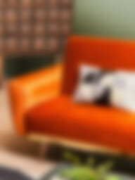 Orsina Innovative Burnt Orange Velvet Sofa Bed, Velvet Upholstered Sofa Bed, Sleeper Sofa With Gold Finish Legs - thumbnail 2