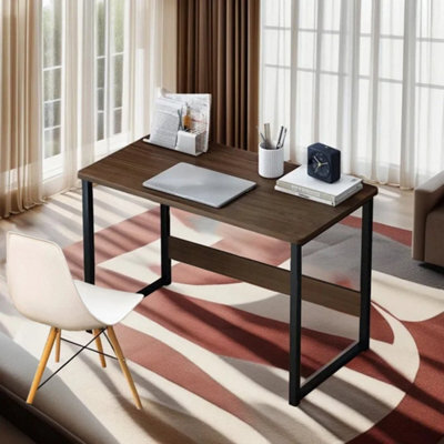 Oak Large Computer Desk Desktop Desk Metal Frame For Work - image 1