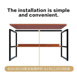 Oak Large Computer Desk Desktop Desk Metal Frame For Work - thumbnail 5
