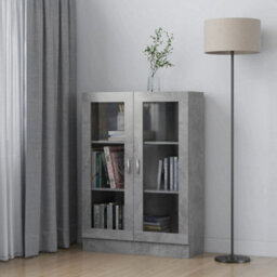Berkfield Vitrine Cabinet Concrete Grey 82.5X30.5X115 Cm Engineered Wood
