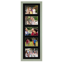 AK Frames 26X8 Green Modern Multi Photo Frame With Black Mount - Holds 5 Apertures (5X) 6X4 Photos - thumbnail 1