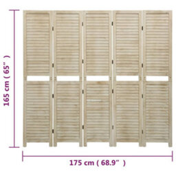 Vidaxl 5-Panel Room Divider 175X165 Cm Solid Wood Paulownia - thumbnail 3