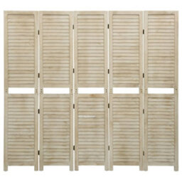 Vidaxl 5-Panel Room Divider 175X165 Cm Solid Wood Paulownia - thumbnail 2