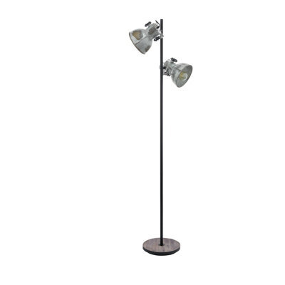 Stylish Standing Floor Lamp With Black Raw Steel And Wood Base - image 1