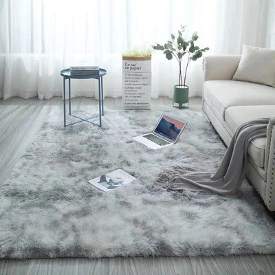 Fluffy Soft Grey Carpet Large Shaggy Rug Anti-Slip Bedroom Living Room Floor Mats 120X160Cm - image 1