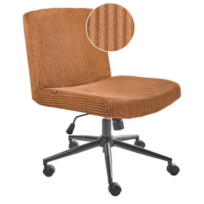 Beliani Desk Chair Geddes Corduroy Golden Brown - image 1