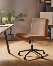 Beliani Desk Chair Geddes Corduroy Golden Brown - thumbnail 2