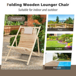 Costway Outdoor Adjustable Sling Chair Reclining Lounger With 3 Adjustable Positions & Cushioned Headrest - thumbnail 9