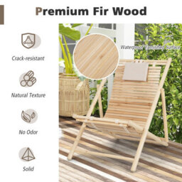 Costway Outdoor Adjustable Sling Chair Reclining Lounger With 3 Adjustable Positions & Cushioned Headrest - thumbnail 7