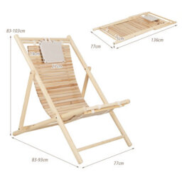 Costway Outdoor Adjustable Sling Chair Reclining Lounger With 3 Adjustable Positions & Cushioned Headrest - thumbnail 3