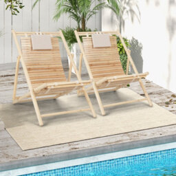 Costway Outdoor Adjustable Sling Chair Reclining Lounger With 3 Adjustable Positions & Cushioned Headrest - thumbnail 1