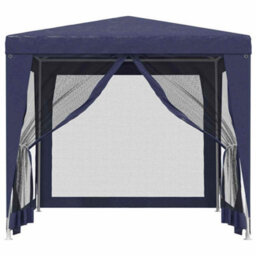 Walplus Party Tent Garden Gazebo Canopy With 4 Mesh Sidewalls Blue 2.5X2.5 M Hdpe - thumbnail 3