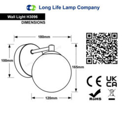 Long Life Lamps Company Modern Indoor Frosted Glass Globe Scone Matte Black Wall Light H3096 With Led G9 Warm White - thumbnail 2