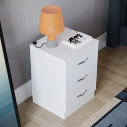 Lassic Vida Designs Riano White 3 Drawer Bedside Chest (H)560mm (W)400mm (D)360mm - thumbnail 4